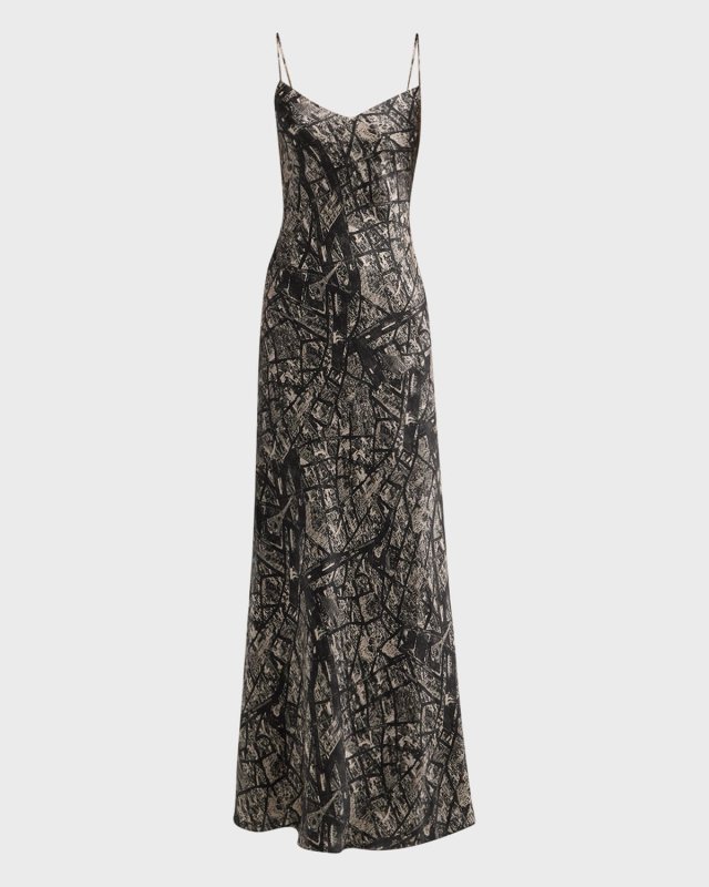 Serita Maxi V-Neck Bias-Cut Slip Dress